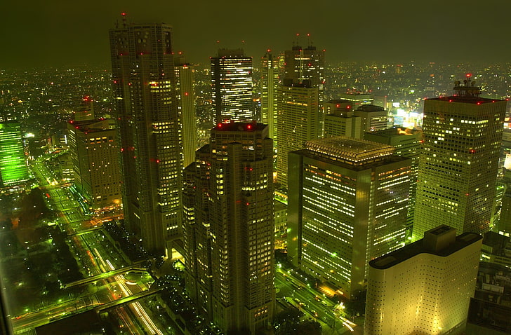 cityscape, long exposure, night, Tokyo, metropolis , building exterior, HD wallpaper