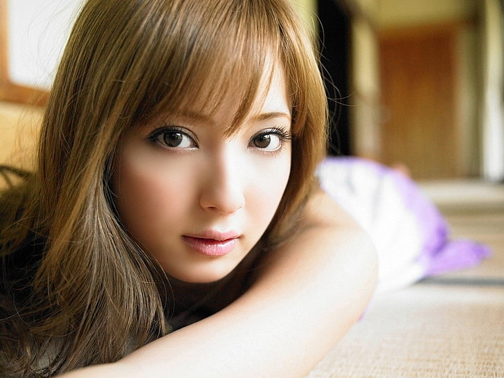 brunettes women closeup models teen long hair brown eyes asians nozomi sasaki faces People Hot Girls HD Art