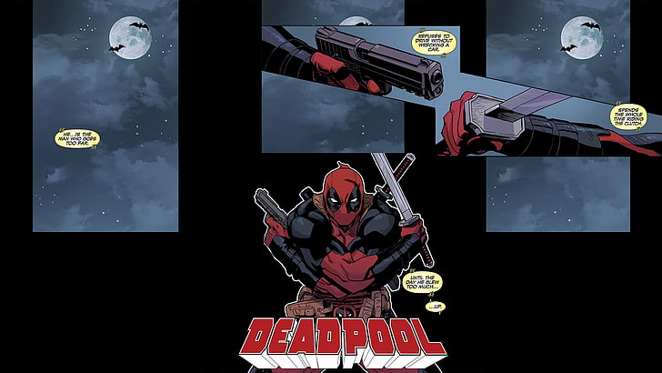 Deadpool illustration, Marvel Comics, one person, real people, HD wallpaper