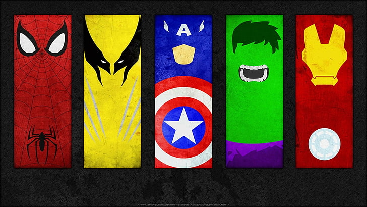 five Marvel characters painting, Comics, Marvel Comics, Captain America, HD wallpaper