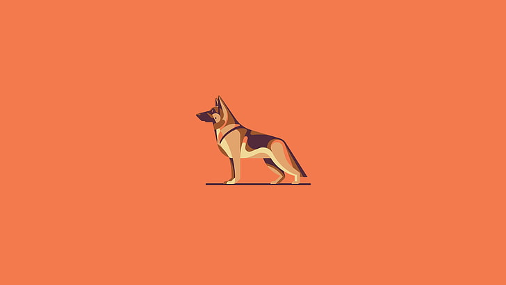 adult brown and black German Shepherd clip-art, dog, illustration