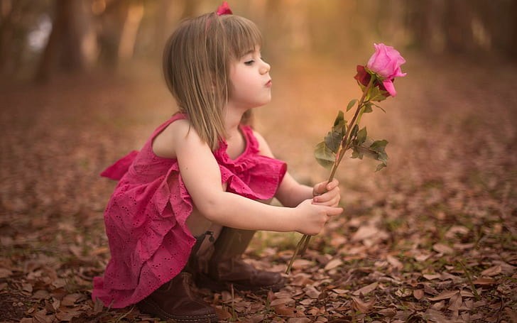Cute little girl, Rose, HD wallpaper