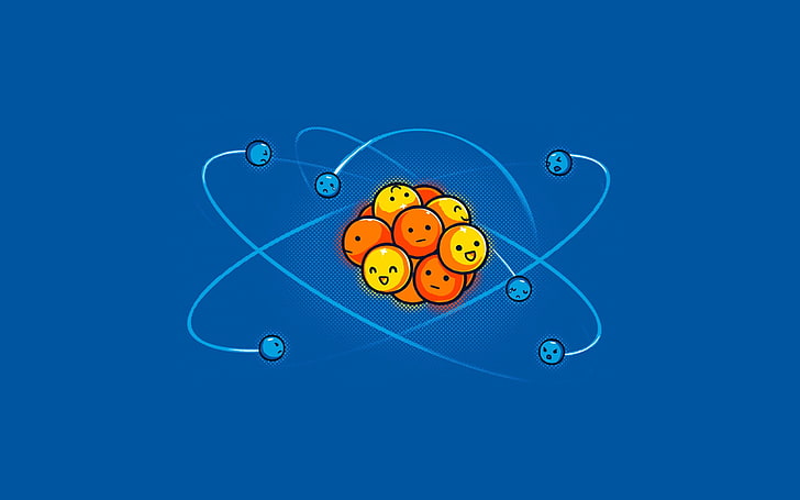 Atoms, Electrons, humor, minimalism, Neutrons, Protons, Simple, HD wallpaper