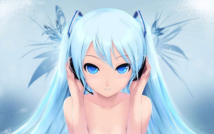 Hd Wallpaper Blue Haired Female Anime Character Girl Headphones