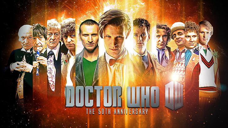 Doctor Who The 50th Anniversary poster, The Doctor, men, group of people, HD wallpaper
