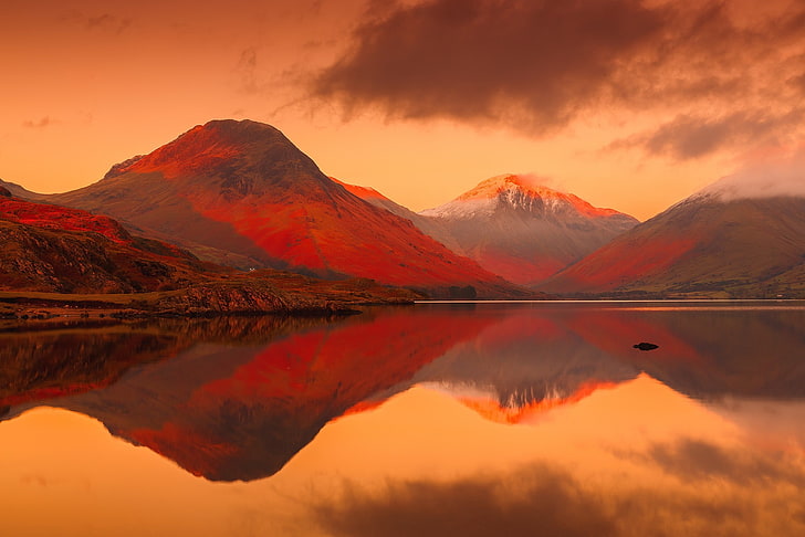landscape, lake, mountains, reflection, England, UK, Lake District, HD wallpaper