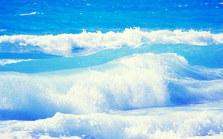 Ripples Waves, white and blue tidal wave, water, ocean, 3d and abstract, HD wallpaper