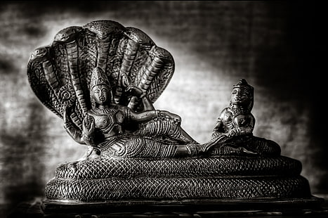 HD wallpaper: Lord Vishnu Yoga Nidra, person sitting on snake figurine, God  | Wallpaper Flare
