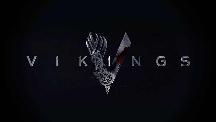 Vikings text, TV Show, Logo, Vikings (TV Show), black background, HD wallpaper