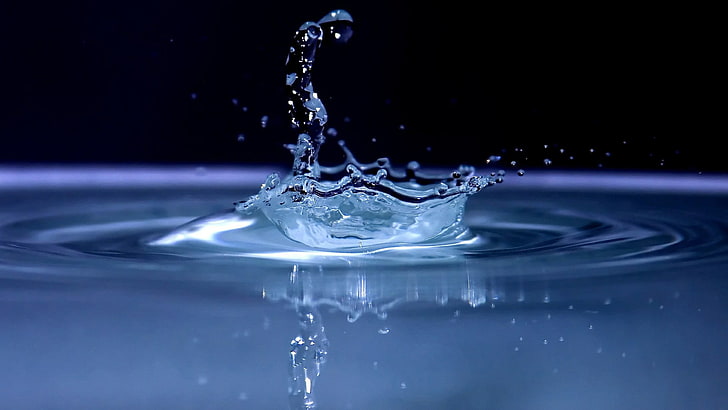 HD wallpaper: waterdrop, splash, liquid, droplets, drops, blue, dark,  reflection | Wallpaper Flare
