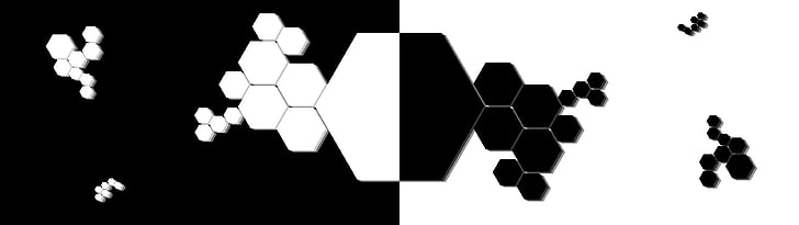 black and white honeycomb wallpaper, minimalism, monochrome, abstract