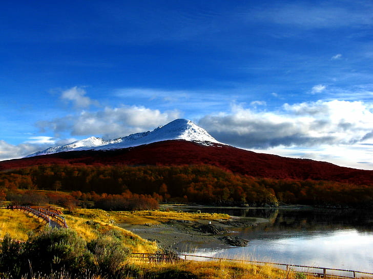 snow capped mountain during daytime, lago, lago, montaña, colorful, HD wallpaper