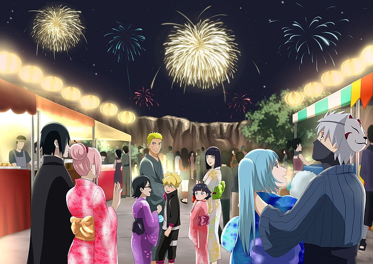 Konoha Festival illustration, Anime, Boruto, Boruto Uzumaki, Himawari Uzumaki, HD wallpaper