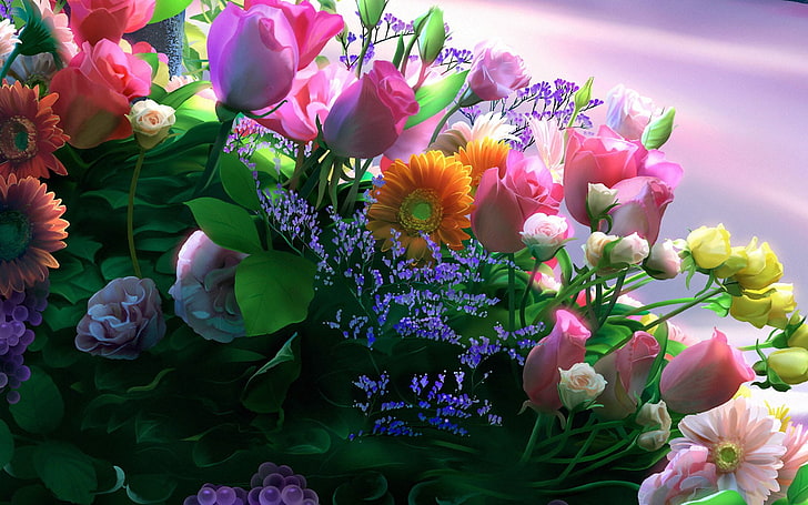 assorted-type flower lot graphic wallpaper, flowers, bouquets, HD wallpaper