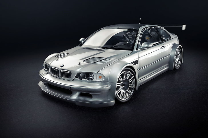 silver BMW E46 coupe, tuning, silvery, kit, car, land Vehicle, HD wallpaper