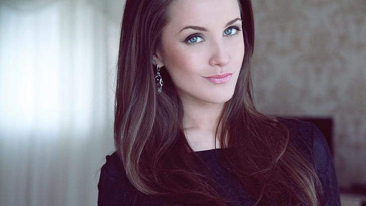 blue eyes, brunette, women, model, Kristina Rodionova