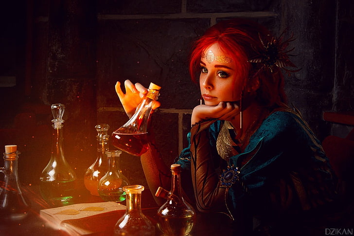 red haired woman wallpaper, The Witcher, Triss Merigold, cosplay, HD wallpaper