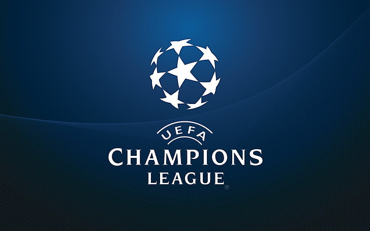 UEFA Champions League logo, soccer, communication, text, blue, HD wallpaper