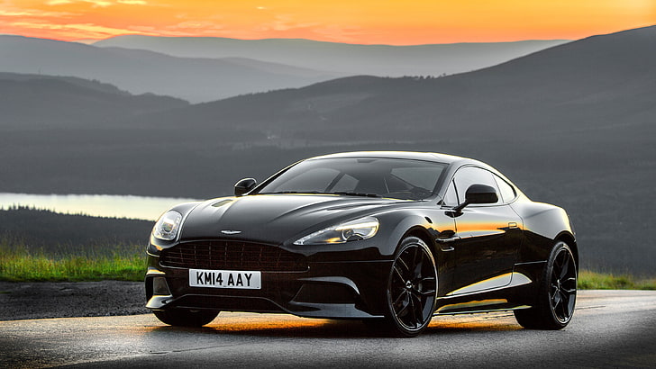 black coupe, Aston Martin Vanquish, car, vehicle, road, mode of transportation, HD wallpaper