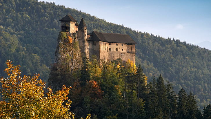 Wonderful Orava Castle Slovakia, forest, hill, mountains, nature and landscapes