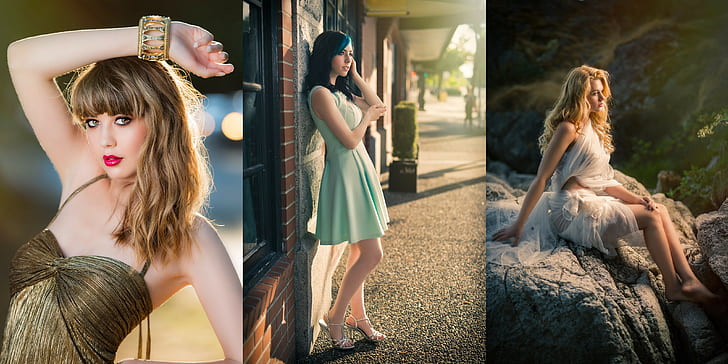 collage, women outdoors, model, 500px, Kyle Cong, HD wallpaper