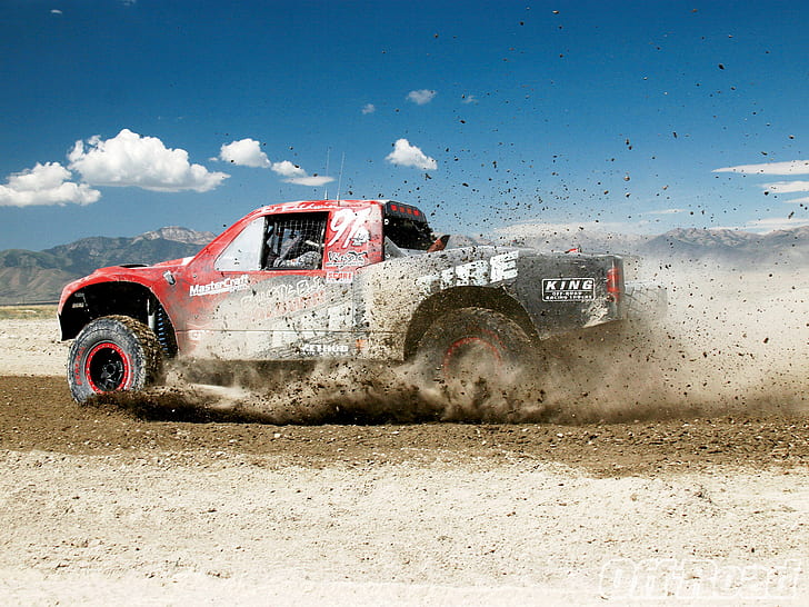 Truck Trophy Truck Dirt HD, red and black monster car, cars