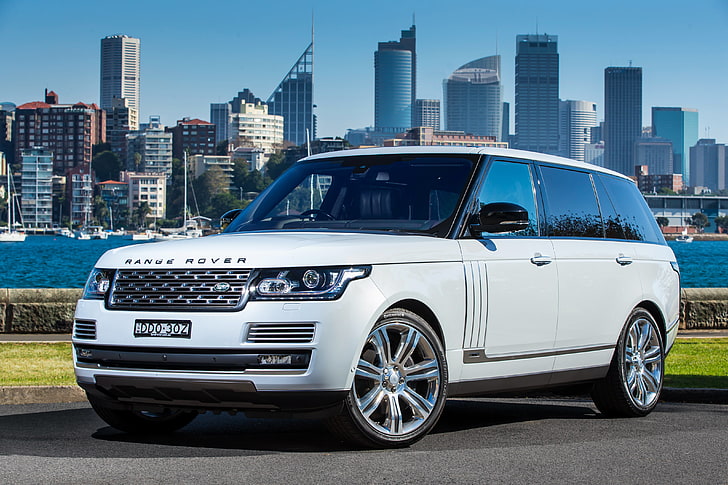 white Range Rover Land Rover SUV, Vogue, car, land Vehicle, transportation