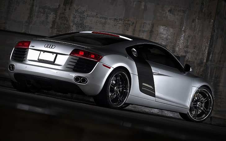 silver Audi coupe, car, Audi R8, silver cars, vehicle, mode of transportation