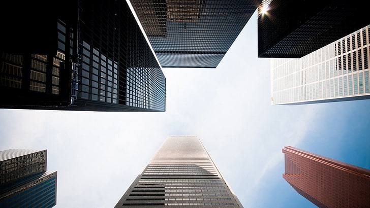 low angle photography of high-rise buildings, cityscape, architecture
