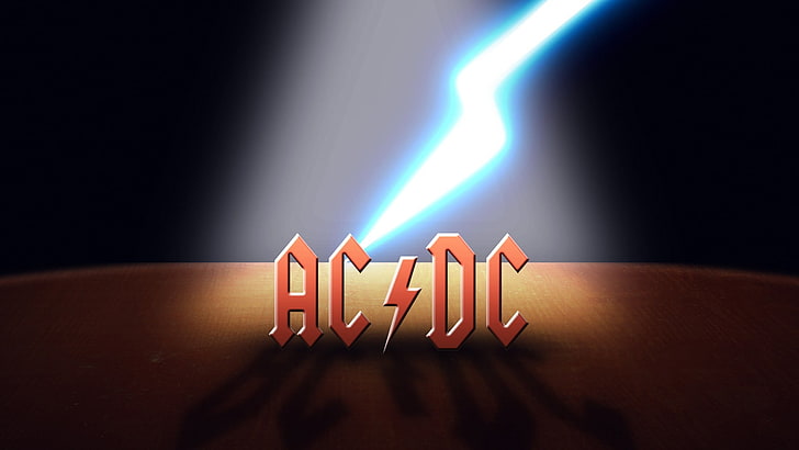 AC/DC logo, illuminated, communication, text, glowing, western script, HD wallpaper