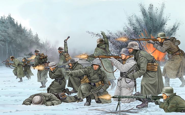 group of soldier digital wallpaper, art, soldiers, Belgium, the battle, HD wallpaper