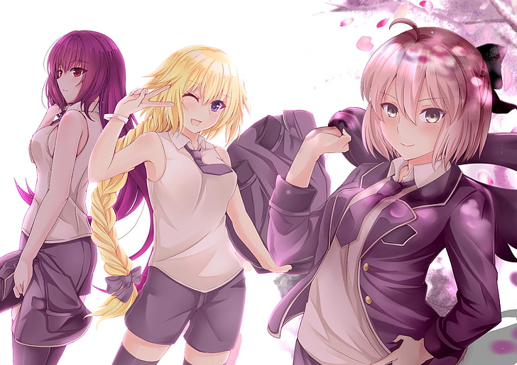 three female anime characters graphic wallpaper, Ruler (Fate/Grand Order), HD wallpaper