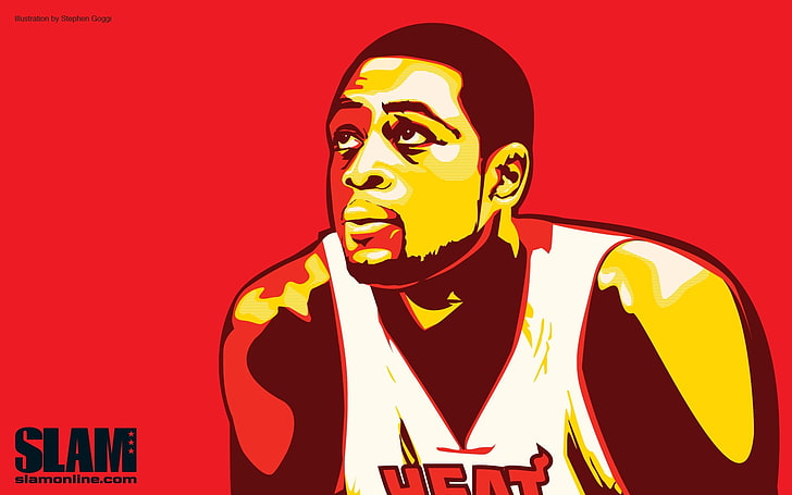Download NBA League Miami Heat Dwyane Wade Graphic Art Wallpaper