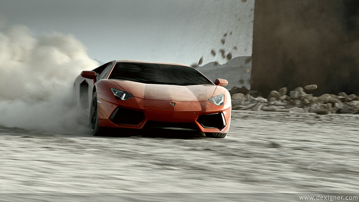 red Lamborghini coupe screenshot, Lamborghini Aventador, car