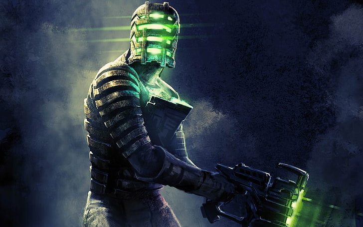 green, black, and gray robot illustration, video games, Dead Space
