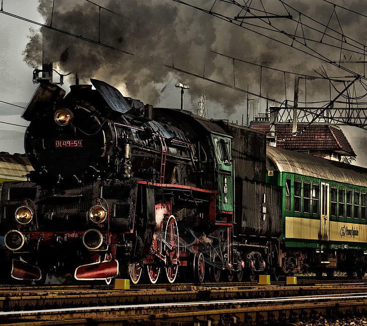 steam locomotive, train, rail transportation, railroad track