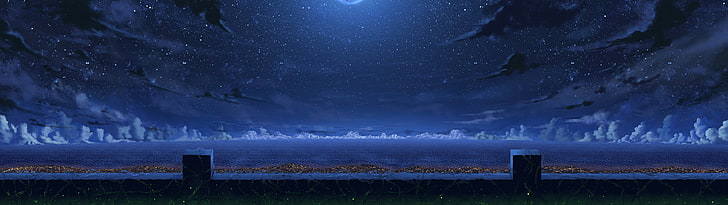 panoramic photo of landscape during night, panorama, artwork, HD wallpaper