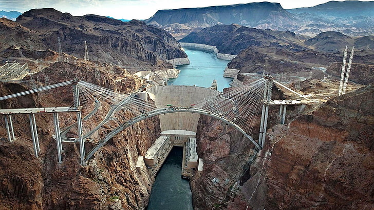 bridge, hoover dam bypass, colorado river, black canyon, united states