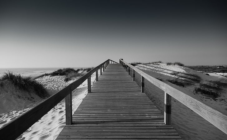 Beach Boardwalk, Black and White, Grass, Photography, Sand, Outdoor