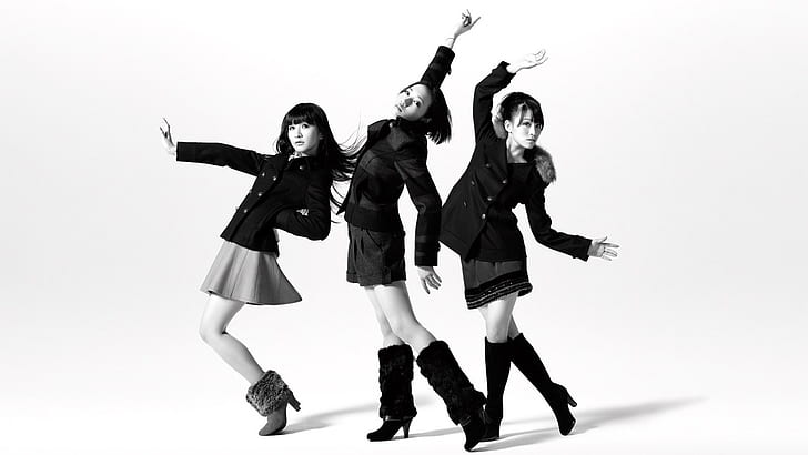 Perfume (Band), J-pop, monochrome, women, Asian