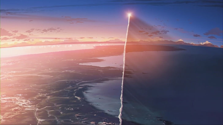 aerial photography of flare on air during daytime, 5 Centimeters Per Second