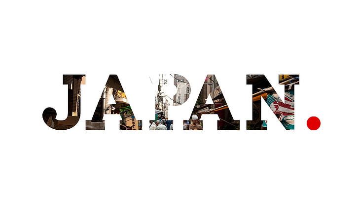 Japan text poster, typography, artwork, white background, studio shot