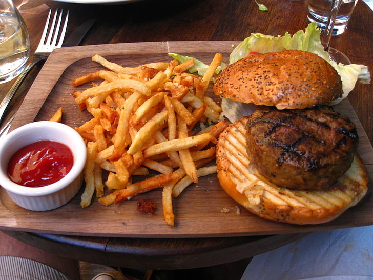 burger and fries, food, French fries, fast food, food and drink
