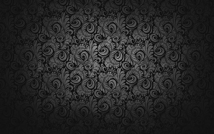 dark, pattern, floral, vector art, HD wallpaper