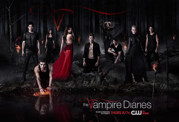 The Vampire Diaries digital wallpaper, Nina Dobrev, Paul Wesley, HD wallpaper