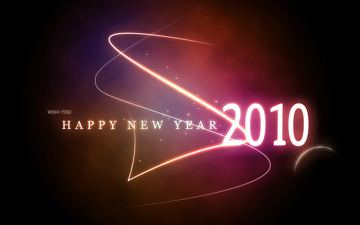 Wish You Happy New Year 2010, illuminated, text, communication