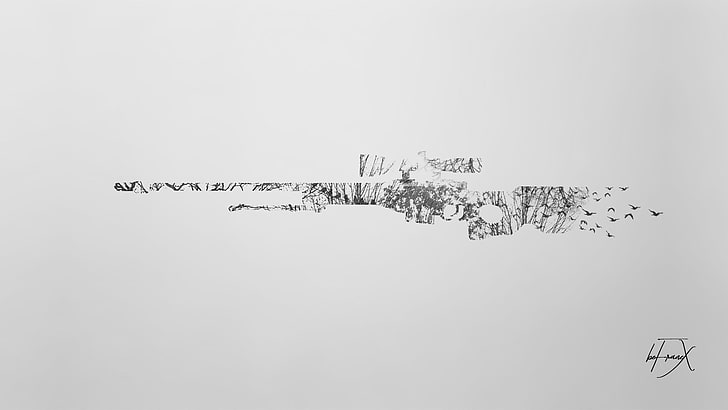 abstract sketch, sniper rifle, Counter-Strike: Global Offensive, HD wallpaper