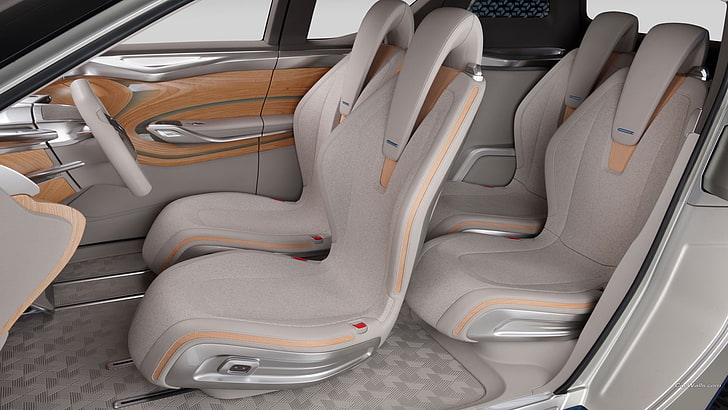 gray and orange vehicle seats, Nissan TeRRa, car interior, empty, HD wallpaper