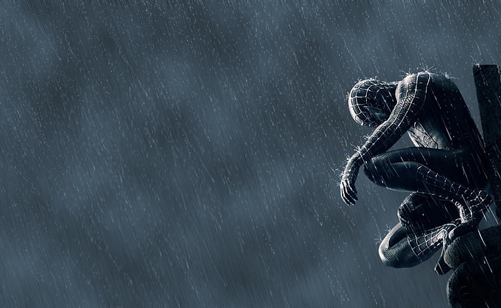 Spider Man In The Rain, symbiote Spider-Man wallpaper, Movies, HD wallpaper