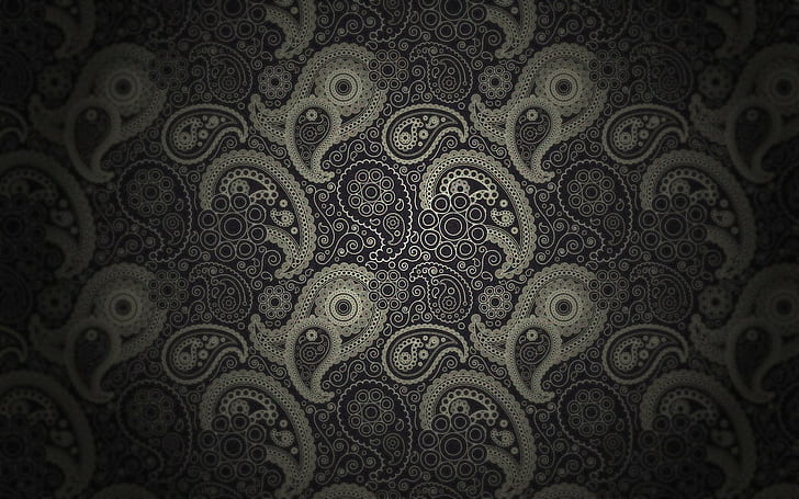 pattern, black background, Paisley